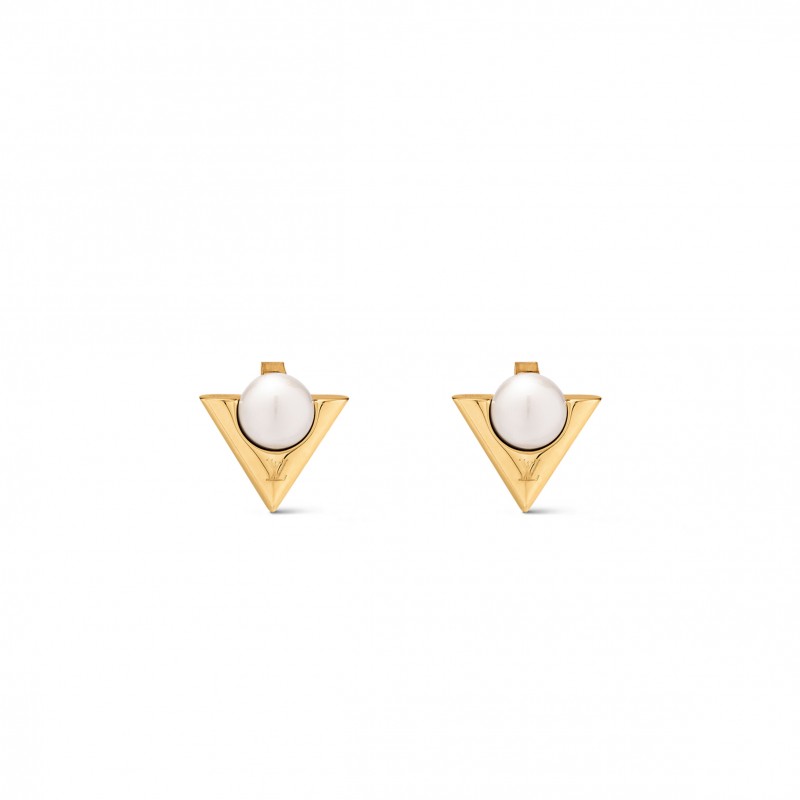 LOUIS VUITTON V FOR VUITTON PEARL AND METAL EARRINGS M02368