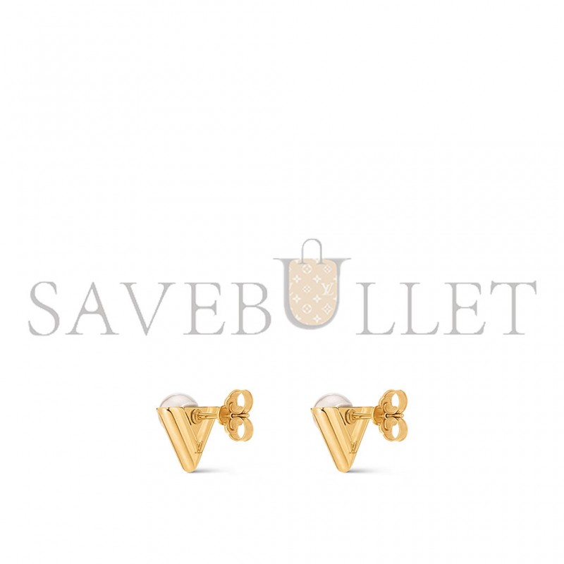LOUIS VUITTON V FOR VUITTON PEARL AND METAL EARRINGS M02368