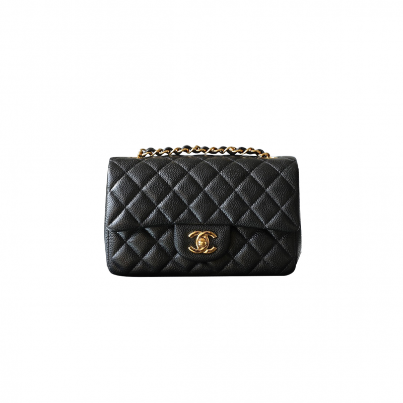 CHANEL MASTER CLASSIC FLAP LARGE MINI BLACK CAVIAR GOLD BUCKLE A69900 (20*12.5*6cm)