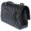 CHANEL MASTER CLASSIC FLAP MEDIUM BLACK COWHIDE CAVIAR SILVER BUCKLE (25.5*15.5*6.5cm) 