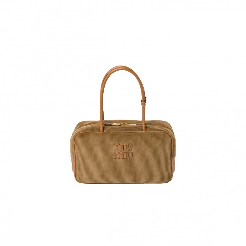 MIU MIU BEAU CORDUROY TOP-HANDLE BAG 5BB163 (34*20*10cm) MIU MIU BEAU CORDUROY TOP-HANDLE BAG 5BB163 (34*20*10cm)