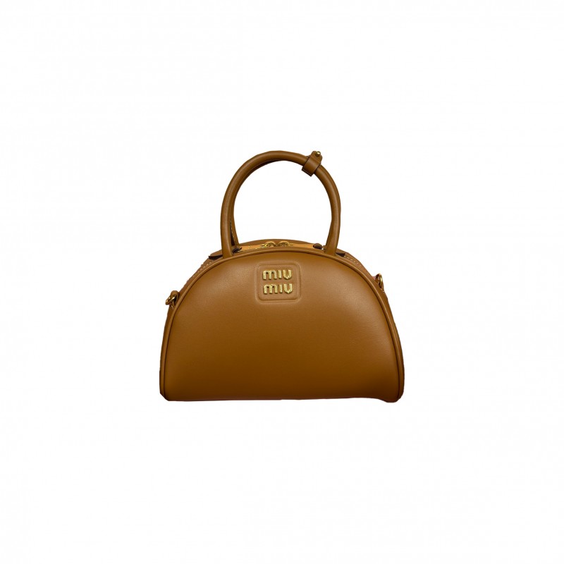 MIU MIU BROWN LEATHER BAG 5BB157 (24*15.5*11cm)