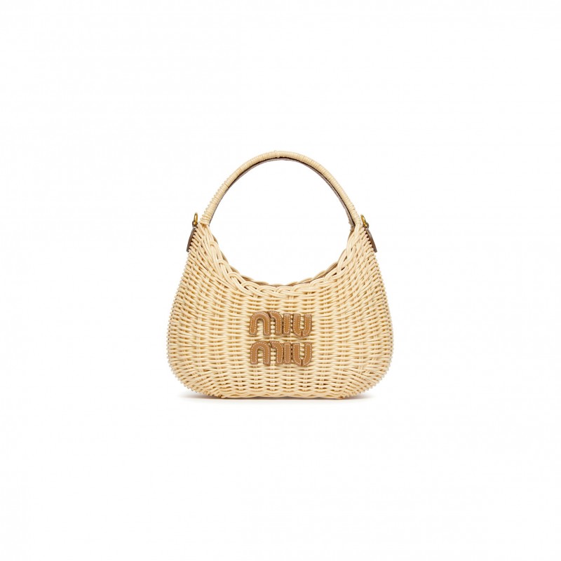 MIU MIU WANDER RATTAN BASKET BAG 5BC125 (20*17*6cm)