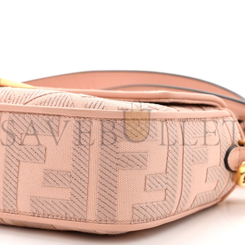 FENDI CANVAS VITELLO KING EXTRA STRAP FF EMBROIDERED BAGUETTE BABY PINK (27*15*6cm) FENDI CANVAS VITELLO KING EXTRA STRAP FF EMBROIDERED BAGUETTE BABY PINK (27*15*6cm)
