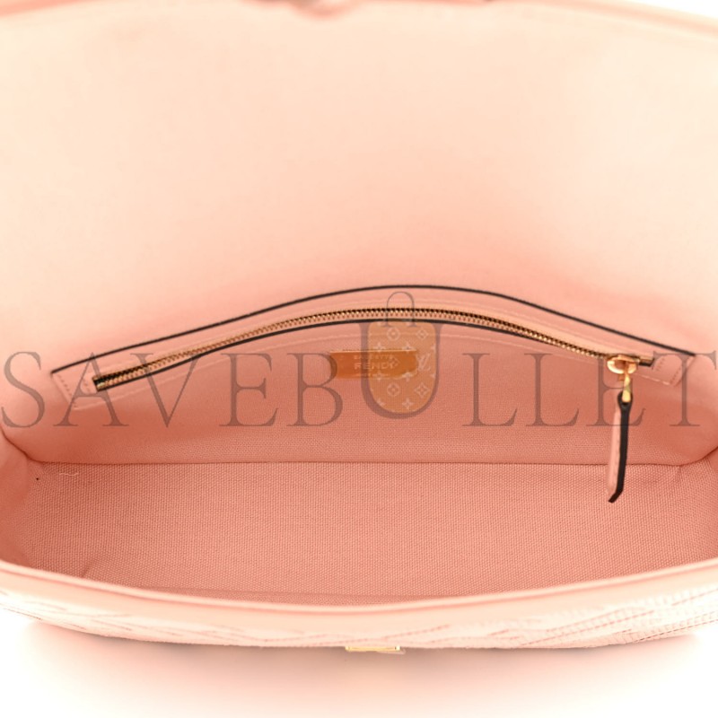FENDI CANVAS VITELLO KING EXTRA STRAP FF EMBROIDERED BAGUETTE BABY PINK (27*15*6cm) FENDI CANVAS VITELLO KING EXTRA STRAP FF EMBROIDERED BAGUETTE BABY PINK (27*15*6cm)