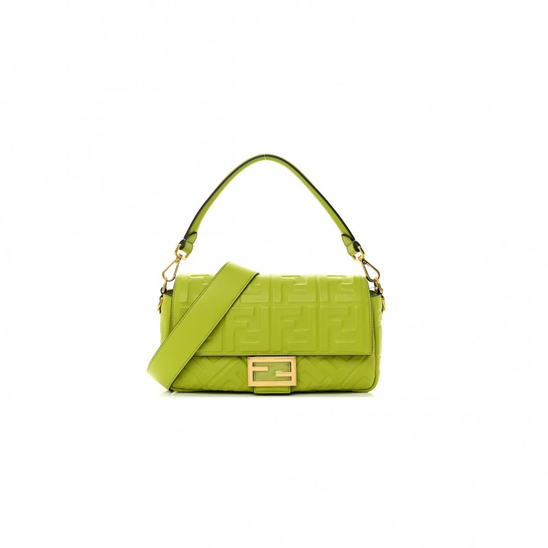 FENDI NAPPA FF 1974 EMBOSSED BAGUETTE WASABI (26*15*5cm)