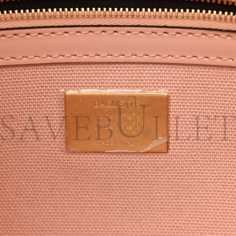 FENDI CANVAS VITELLO KING EXTRA STRAP FF EMBROIDERED BAGUETTE BABY PINK (27*15*6cm) FENDI CANVAS VITELLO KING EXTRA STRAP FF EMBROIDERED BAGUETTE BABY PINK (27*15*6cm)