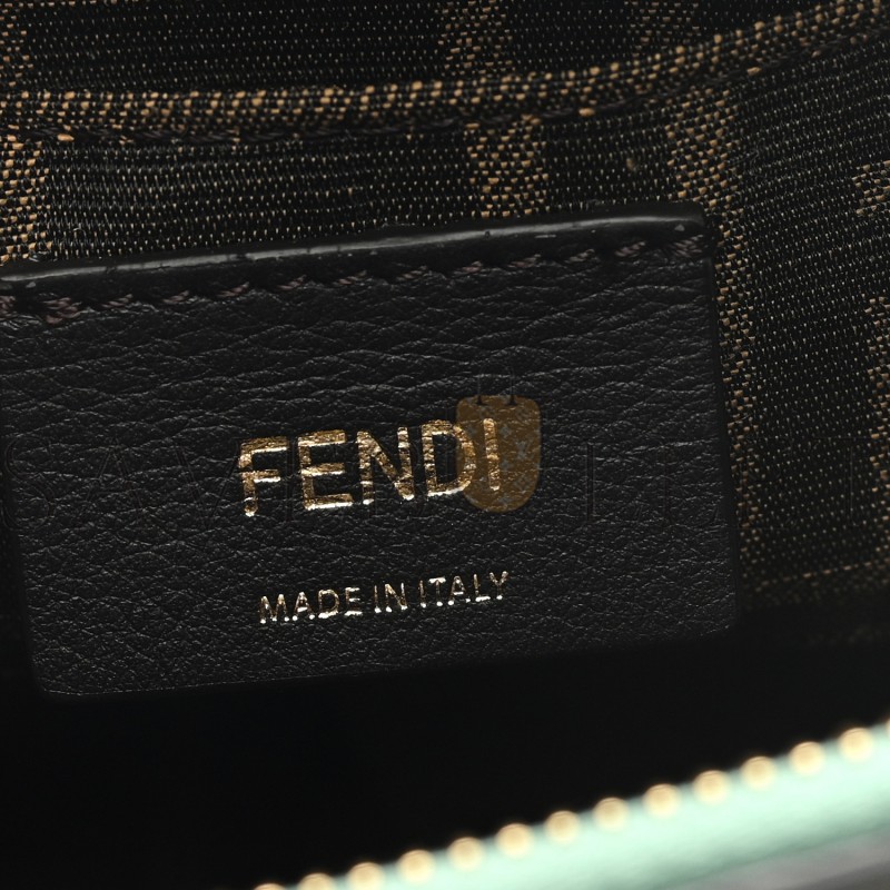FENDI VITELLO KING PLEXIGLASS LOGO EMBOSSED MINI BY THE WAY TOP HANDLE BOSTON BAG MENTA (18*11*9cm) FENDI VITELLO KING PLEXIGLASS LOGO EMBOSSED MINI BY THE WAY TOP HANDLE BOSTON BAG MENTA (18*11*9cm)