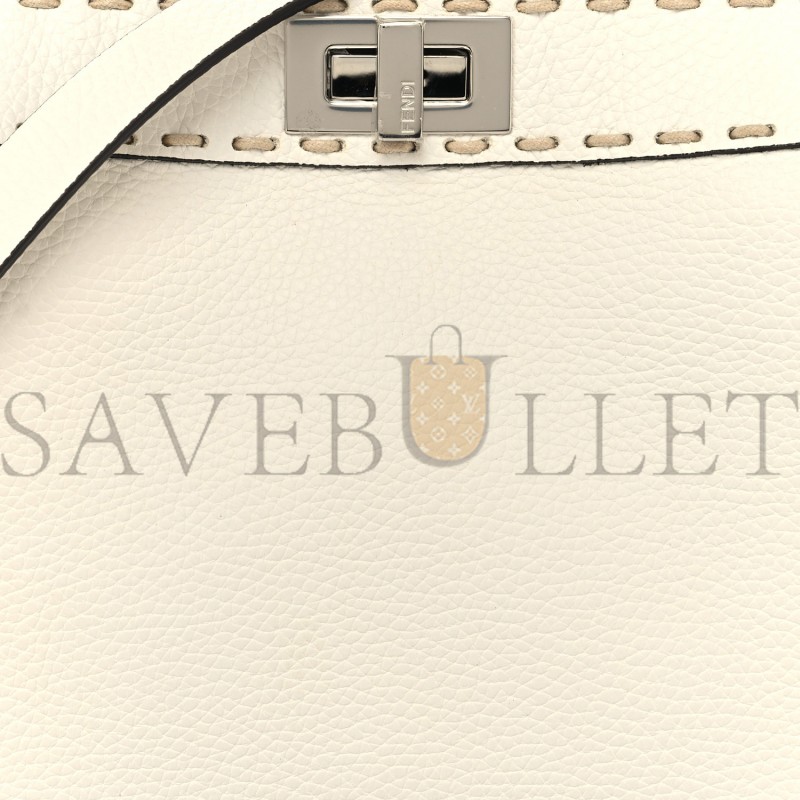 FENDI VITELLO GRANATO CAMOSCIO ELAPHE PYTHON PRINT MACRO STITCHINGS SMALL PEEKABOO I SEE U ICONIC SATCHEL WHITE ROCCIA (33*25*11cm) FENDI VITELLO GRANATO CAMOSCIO ELAPHE PYTHON PRINT MACRO STITCHINGS SMALL PEEKABOO I SEE U ICONIC SATCHEL WHITE ROCCIA (33*25*11cm)