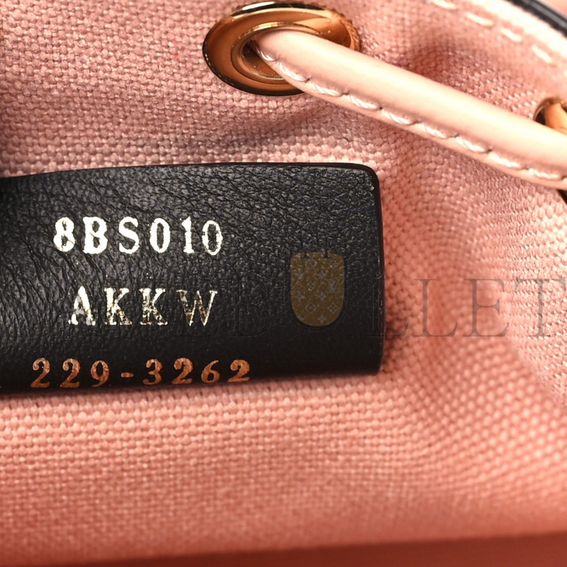 FENDI CANVAS NAPPA F IS FENDI FF EMBROIDERED MINI MON TRESOR BUCKET BAG BABY PINK (18*12*10cm)