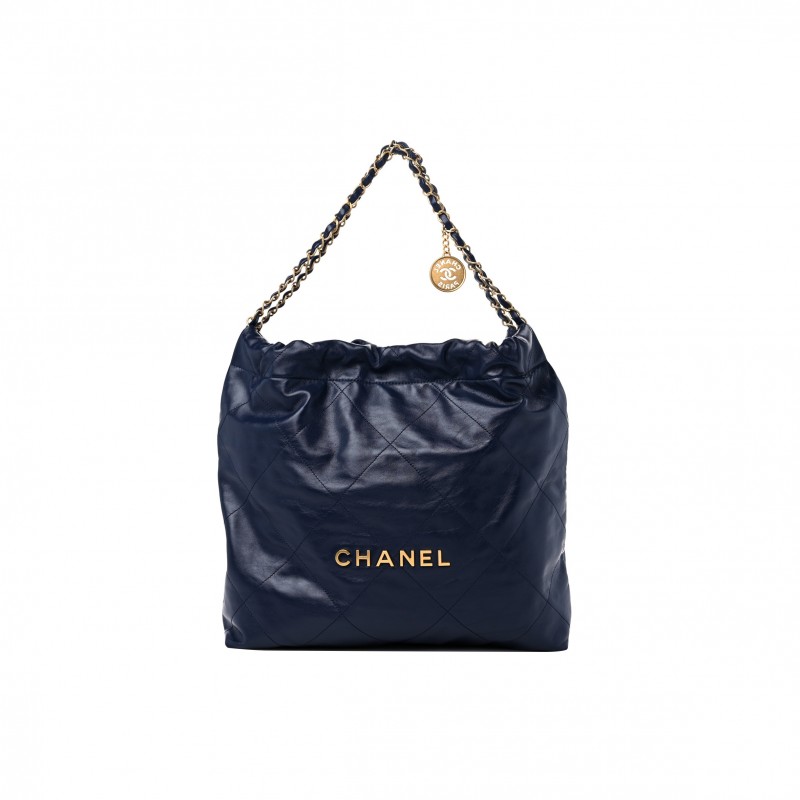 CHANEL MASTER SHINY CALFSKIN QUILTED CHANEL 22 NAVY BLUE (42*39*8cm) 