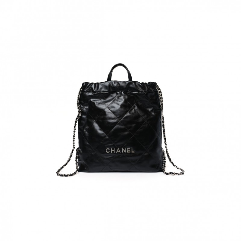 CHANEL MASTER SHINY CALFSKIN QUILTED CHANEL 22 BACKPACK BLACK (34*29*10.5cm) 