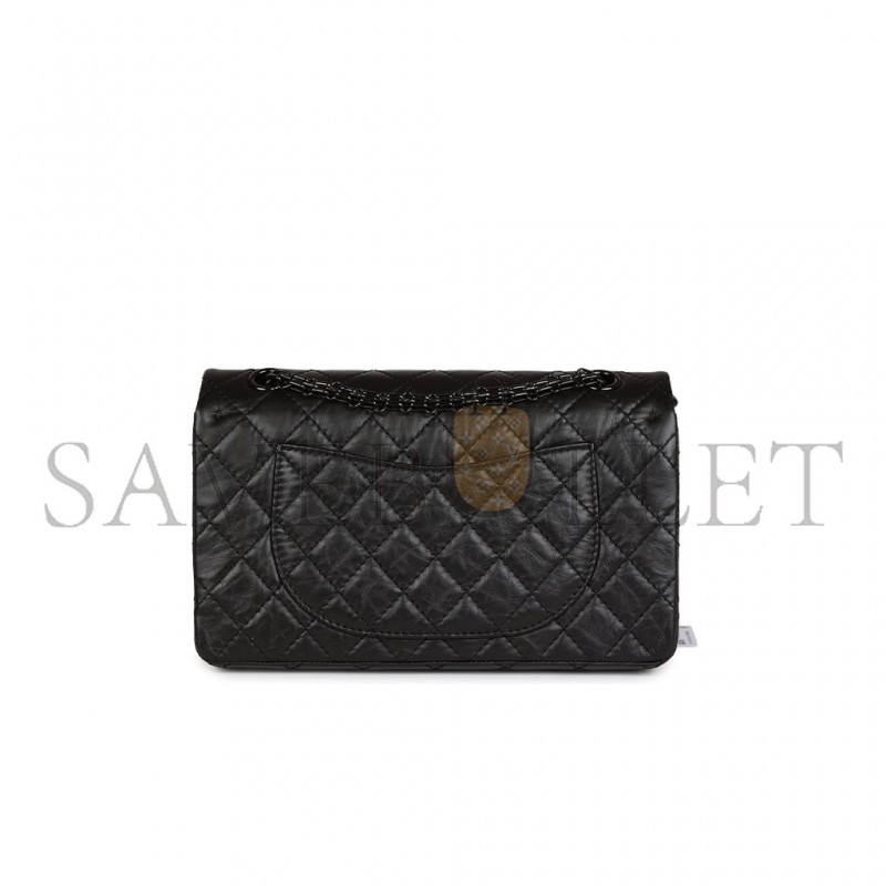 CHANEL MASTER AGED CALFSKIN QUILTED 2.55 REISSUE FLAP SO BLACK A37587 (28*19.5*7.5cm)