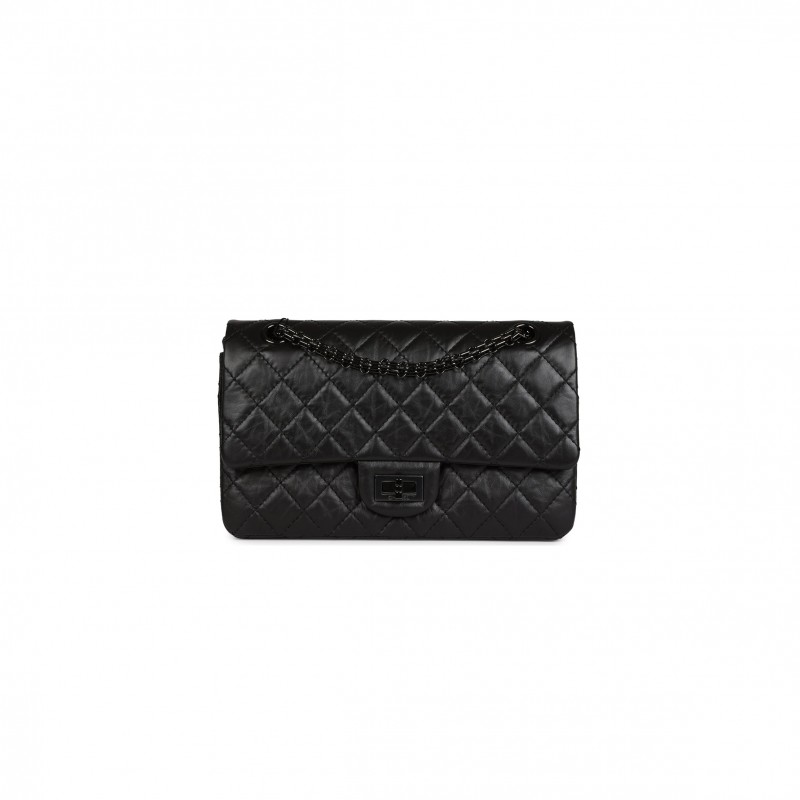 CHANEL MASTER AGED CALFSKIN QUILTED 2.55 REISSUE FLAP SO BLACK A37587 (28*19.5*7.5cm)