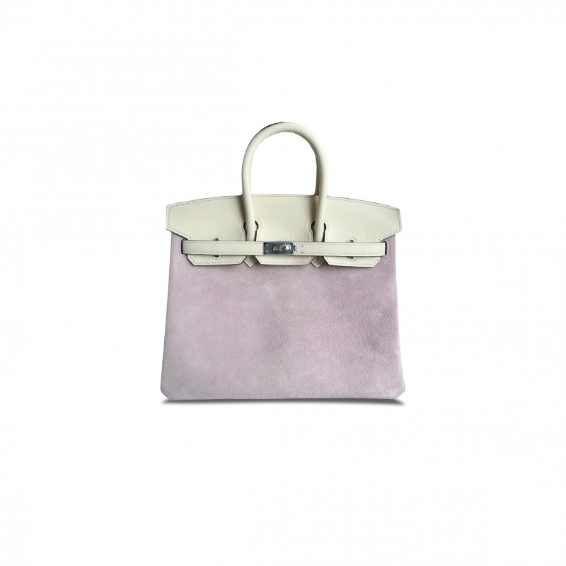 HERMES MASTER BIRKIN 25 WISTERIA PINK SUEDE HANDBAG 2440209 (25*20*13cm)