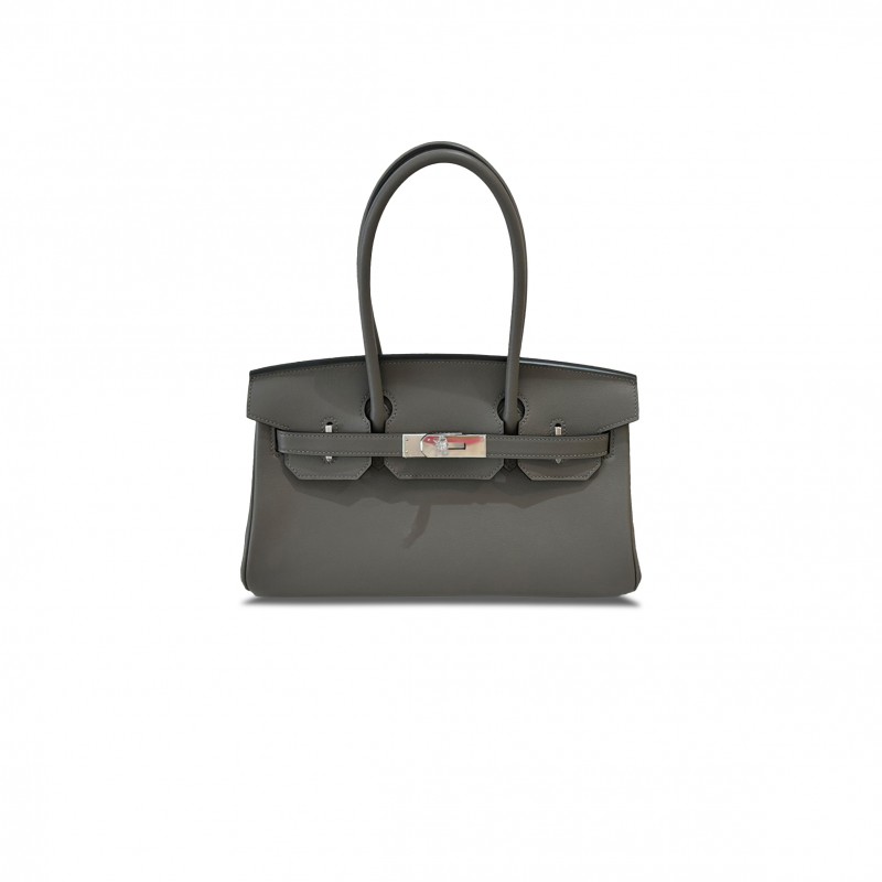 HERMES BIRKIN MINI 29 LEATHER SHOULDER BIRKIN SILVER BUCKLE GRAY BAG 4341856341 (29*19*16cm)