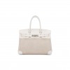 HERMES MASTER BIRKIN 35 COWHIDE WHITE CANVAS SILVER BUCKLE BAG 10080269 (35*24*18cm)