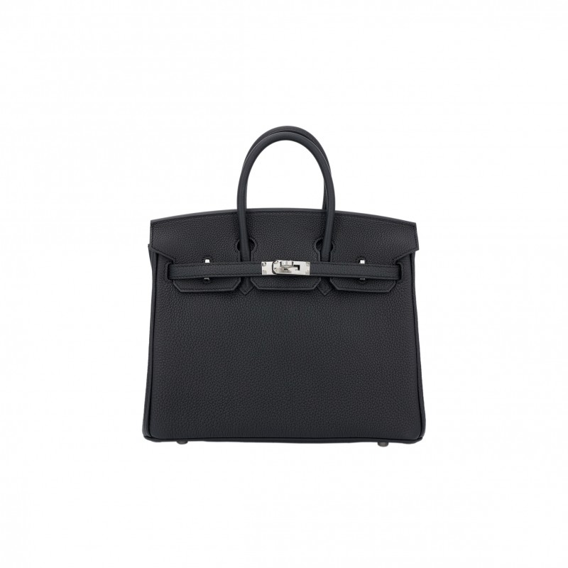 HERMES BIRKIN 25 NOIR BLACK TOGO CALFSKIN SILVER BUCKLE BAG 10089040 (25*20*13cm)