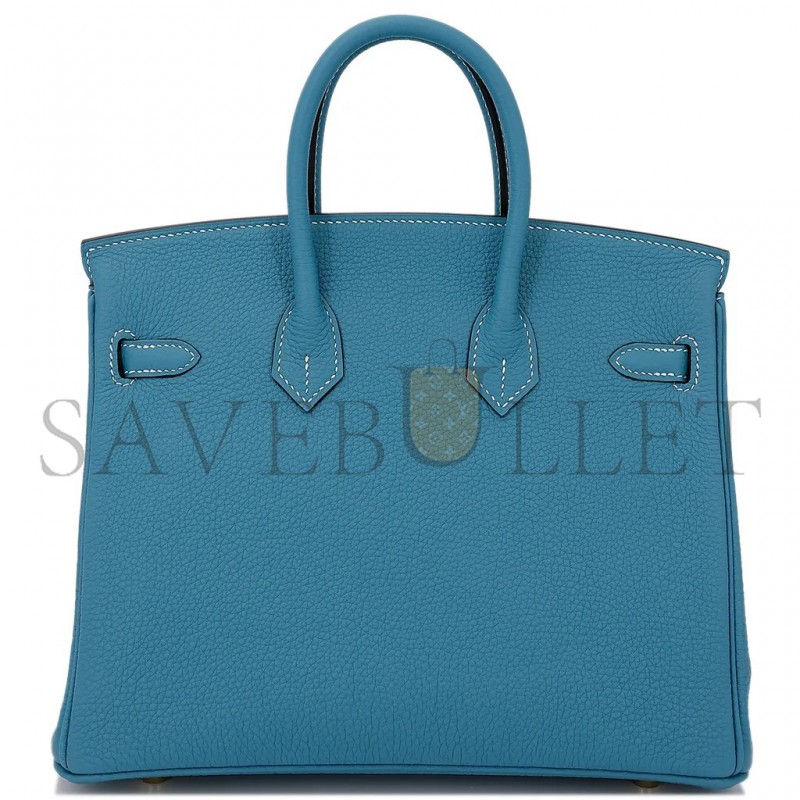 HERMES BIRKIN 25 DENIM BLUE TOGO CALFSKIN GOLD BUTTON 10099469 (25*20*13cm)