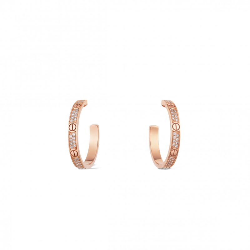 CARTIER LOVE HOOP EARRINGS, MEDIUM MODEL, PAVED N8515192 CARTIER LOVE HOOP EARRINGS, MEDIUM MODEL, PAVED N8515192