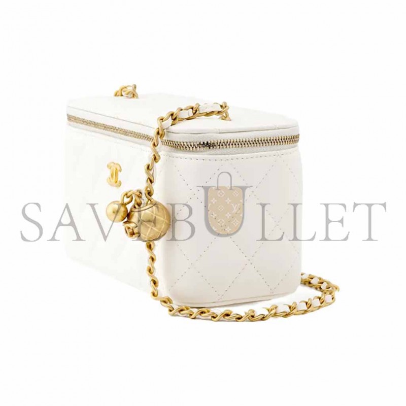 CHANEL LITTLE GOLDEN BALL SHEEPSKIN BOX BAG SHOULDER BAG CROSSBODY BAG REGULAR WOMEN'S WHITE (17*9.5*8cm) 