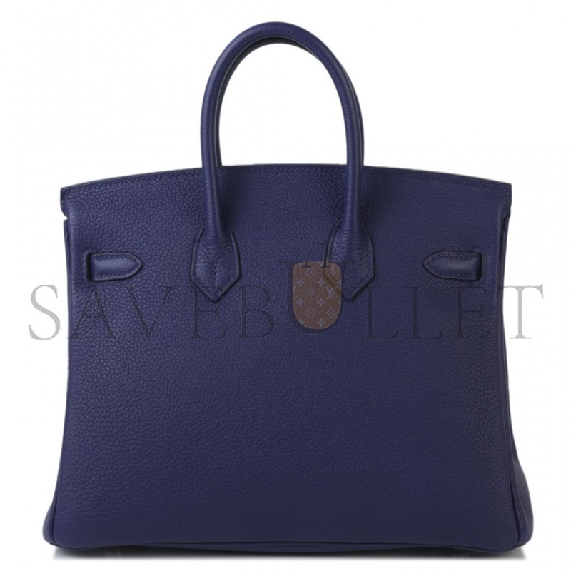 HERMÈS MASTER BIRKIN 25 OFFICIER 73 SAPPHIRE BLUE SILVER BUCKLE 3038857128 (25*20*13cm)