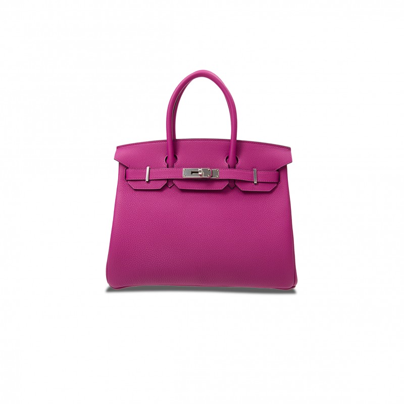 HERMES BIRKIN 30 TOGO LEATHER MAGNOLIA PINK SILVER BUCKLE BAG 2101217510769 (30*20*13cm)