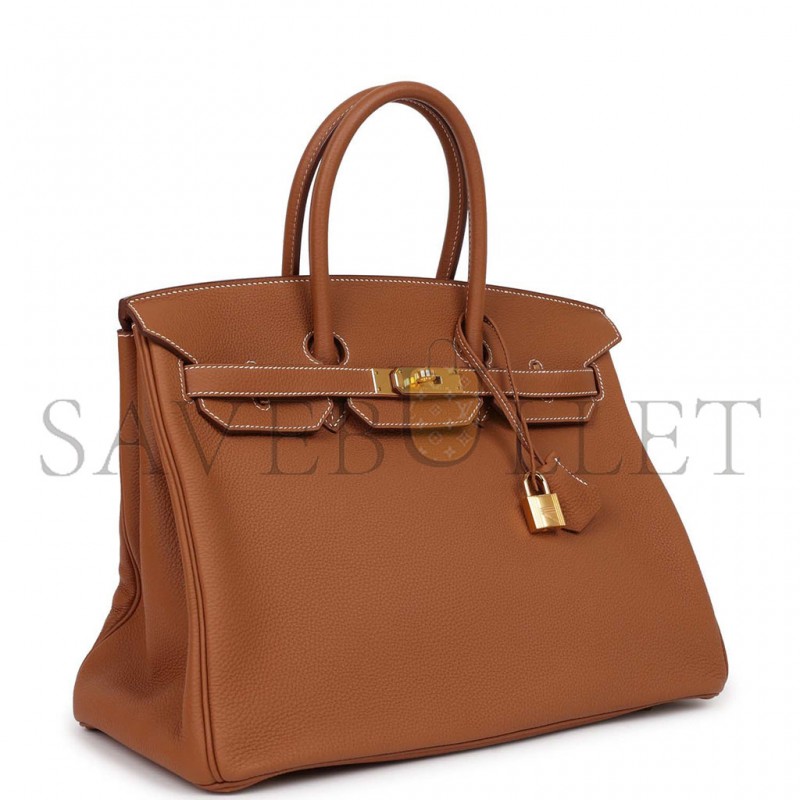 HERMES BIRKIN 35 TOGO GOLDEN BROWN GOLD BUCKLE BAG 1900409 (35*25*18cm)