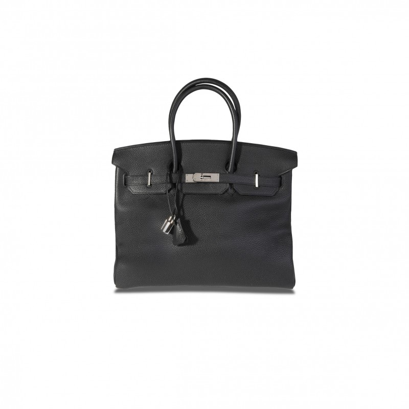 HERMÈS BIRKIN 35 TOGO BLACK LEATHER AND SILVER BUCKLE HANDBAG 18494998 (35*25*18cm)