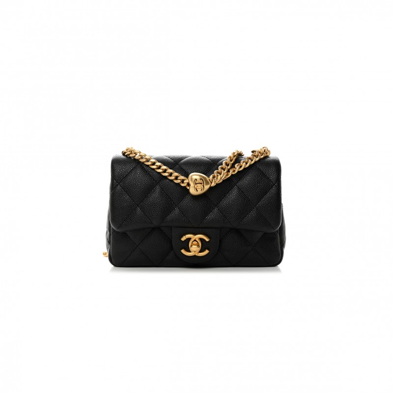 CHANEL CAVIAR QUILTED MINI SWEETHEART RECTANGULAR FLAP BLACK (19*12*8cm) 