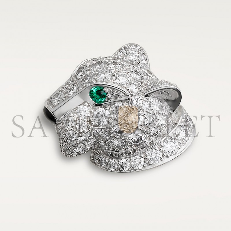 CARTIER PANTHÈRE 18K WHITE GOLD, DIAMONDS, EMERALDS, ONYX DE CARTIER EARRINGS N8050700