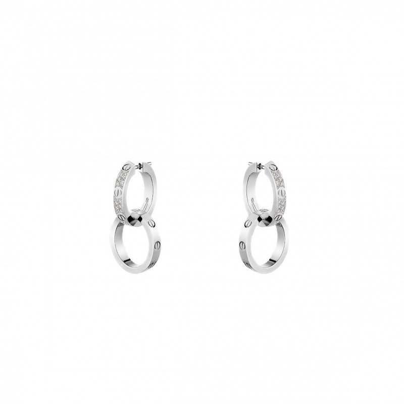 CARTIER LOVE WHITE GOLD EARRINGS, TRANSFORMABLE, SEMI-PAVED N8515242