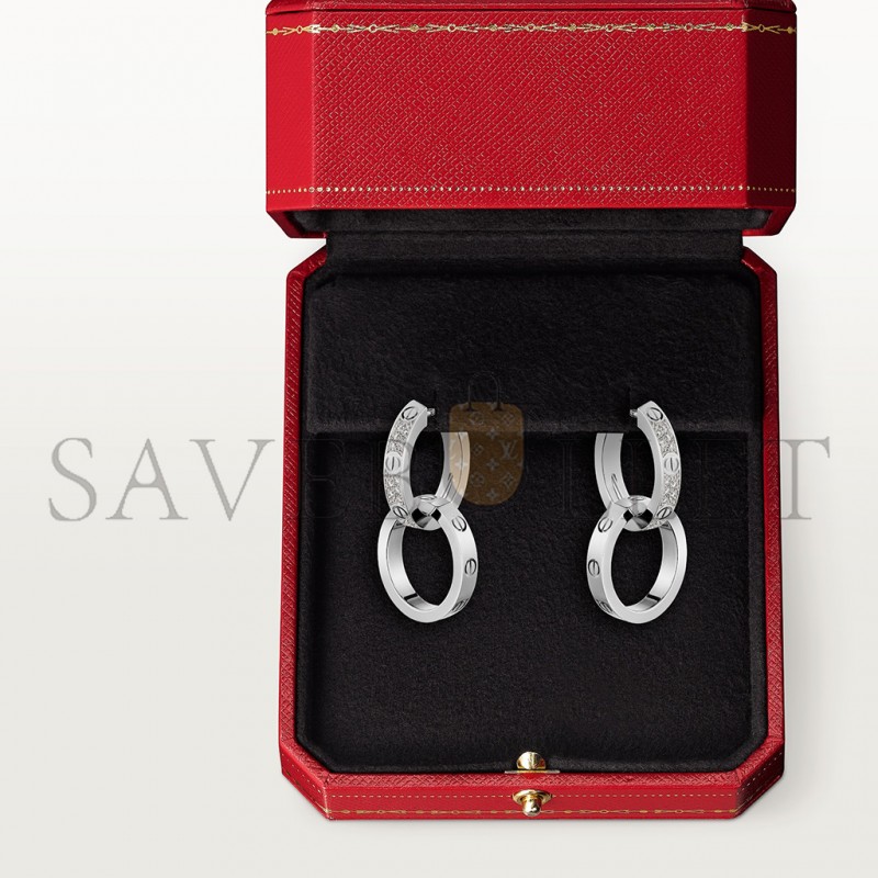 CARTIER LOVE WHITE GOLD EARRINGS, TRANSFORMABLE, SEMI-PAVED N8515242