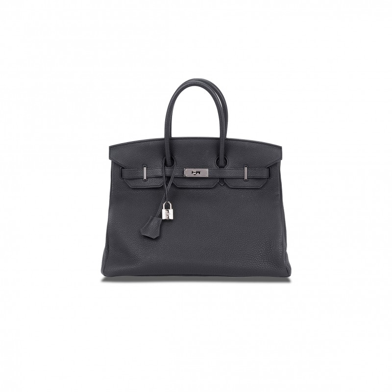 HERMES MASTER BIRKIN 35 TOGO LEATHER BLACK SILVER BUCKLE BAG H028369CK89 (35*28*18cm)