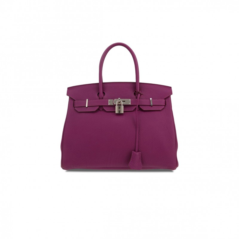 HERMÈS MASTER BIRKIN 30 TOGO LEATHER ROSE PURPLE SILVER BUCKLE 26599473 (30*23*15cm)