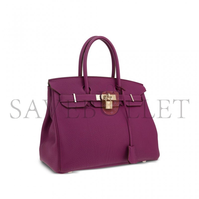 HERMÈS MASTER BIRKIN 30 TOGO LEATHER ROSE PURPLE SILVER BUCKLE 26599473 (30*23*15cm)