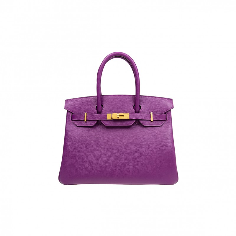 HERMES MASTER BIRKIN 30 TOGO LEATHER ANEMONE PURPLE GOLD BUCKLE BAG BK30P9EPGP (30*23*15cm)