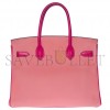 HERMES MASTER BIRKIN 30 TOGO LEATHER CHERRY PINK AND PEACH HORSESHOE ENGRAVED GOLD BUCKLE HANDBAG 101220 (30*23*15cm)