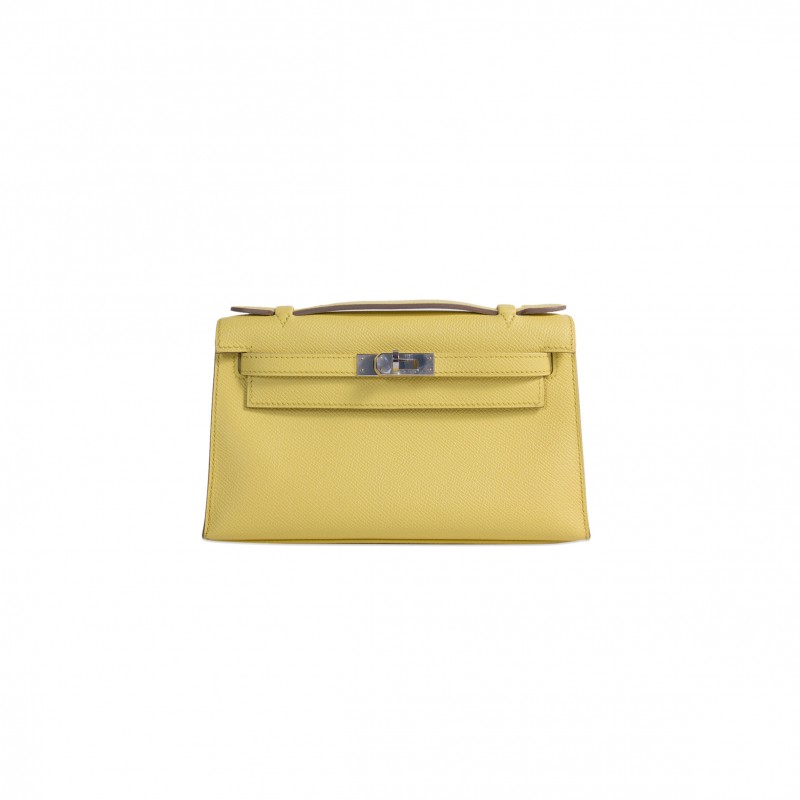 HERMES KELLY POCHETTE JAUNE ESPOM LEATHER (22*14*7cm) 