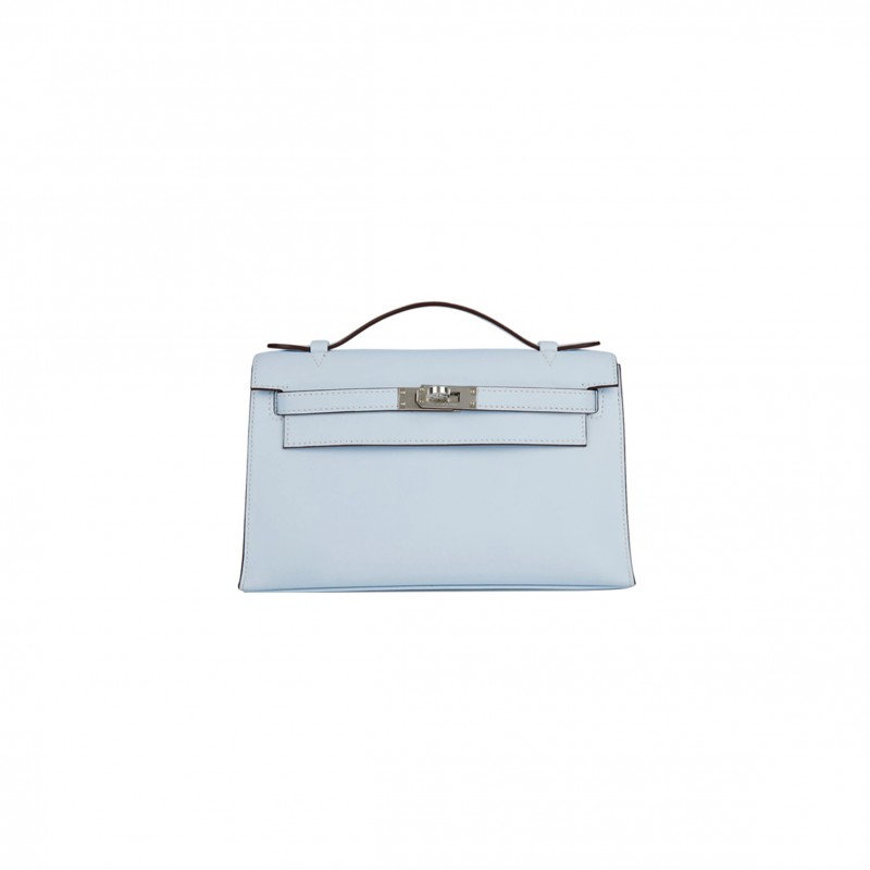 HERMES KELLY BLEU BRUME MINI POCHETTE SWIFT (22*14*7cm) 
