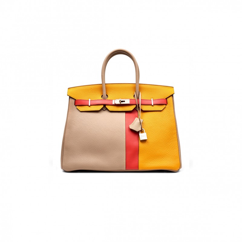 HERMÈS MASTER BIRKIN 35 TOGO SWIFT LEATHER THREE-TONE SILVER BUCKLE BAG H028366CC05 (35*28*18cm)
