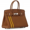 HERMÈS MASTER BIRKIN 30 TOGO LEATHER GOLDEN BROWN WITH AMBER YELLOW AND SILVER BUCKLE BAG H028365CC04 (30*22*15cm)