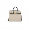 HERMES BIRKIN 25 EPSOM MILKSHAKE WHITE TINWARE GREY GOLD BUCKLE BAG H028368CK3S (25*20*13cm)