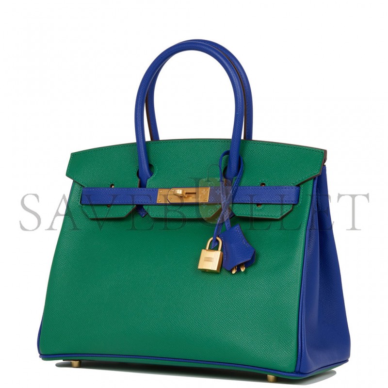 HERMÈS BIRKIN 35 EPSOM MALACHITE GREEN AND AQUA BLUE BAG H028368CK6Z (25*20*13cm)