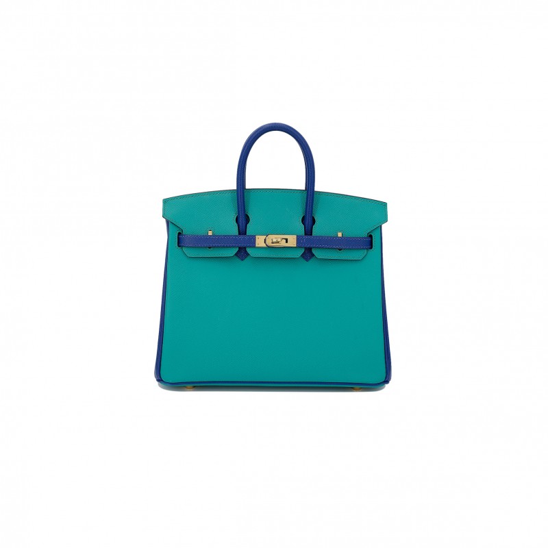 HERMÈS BIRKIN 35 EPSOM IN MALACHITE GREEN AND AQUA BLUE WITH GOLD BUCKLE H028369CK33 (35*28*18cm)