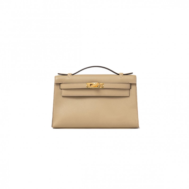 HERMÈS KELLY SWIFT BISCUIT COLOR GOLD BUCKLE (22*14*7cm) 