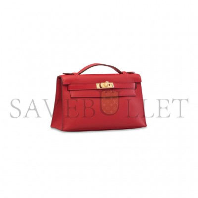 HERMÈS LEATHER KELLY POCHETTE WITH GOLD HARDWARE (22*14*7cm) 