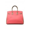 HERMES BIRKIN 30 EPSOM LIPSTICK PINK AND ELEPHANT GREY SILVER BUCKLE BAG H028369CK61 (30*23*15cm)