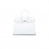 HERMÈS BIRKIN 30 SWIFT LEATHER PURE WHITE SILVER BUCKLE H049352CK21 (30*23*15cm)