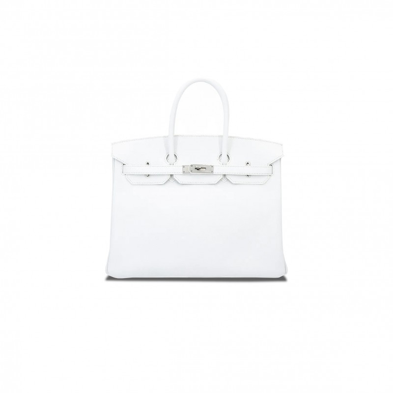 HERMÈS BIRKIN 30 SWIFT LEATHER PURE WHITE SILVER BUCKLE H049352CK21 (30*23*15cm)
